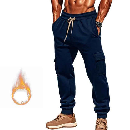 New autumn and winter velvet men's casual overalls multi-pocket pants large size sports casual trousers