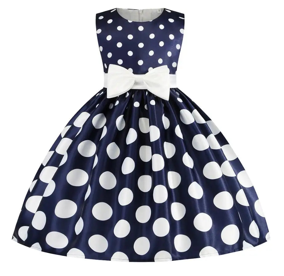 Summer Girls Rose Print Dress Princess Wedding Birthday Party Frocks Satin Children Vestidos Dresses For Girl Christmas Clothing