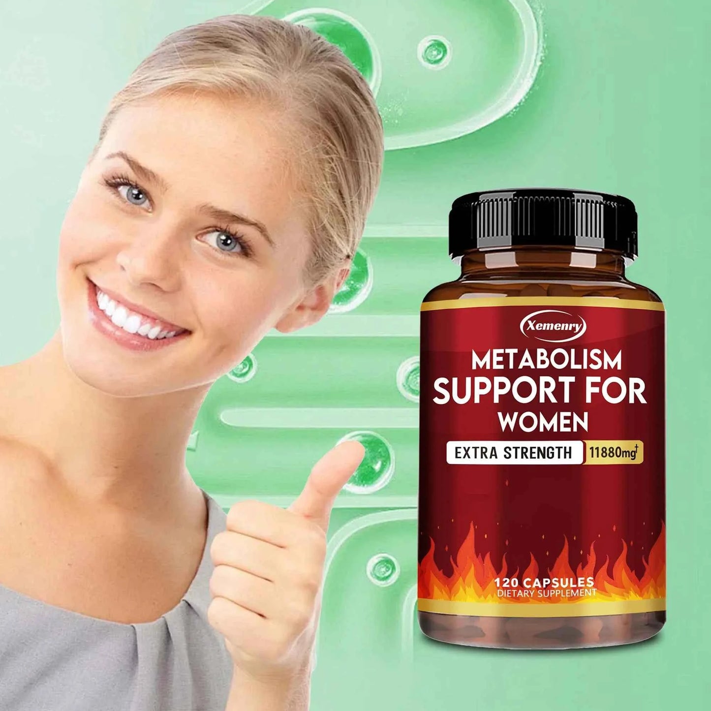 Metabolism Support for Women - Promote Fat Metabolism, Reduce Abdominal Fat, Suppress Appetite - 120 Capsules