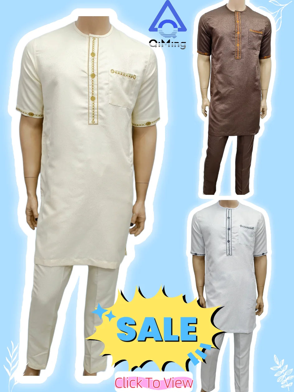 Arabian Jubba Thobe Ramadan Clothing Abaya Muslim Islamic Moroccan African Men's Nice Prayer Eid Robe Long Sleeve Embroidery