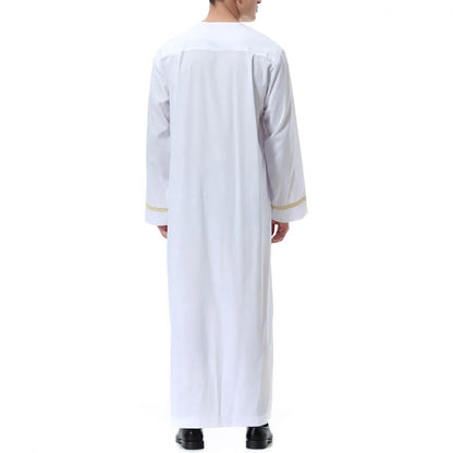 Muslim Fashion Men Jubba Thobes Arabic Pakistan Dubai Kaftan Abaya Robes Islamic Clothing Saudi Arabia Black Long Blouse Dress