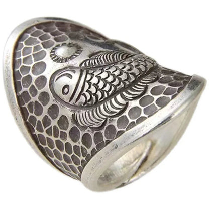 Retro 925 Silver Ring Women Jewelry Popular Index Finger Accessories Ring Personality Fish Pattern Hand Accessories AMULET RING STORE