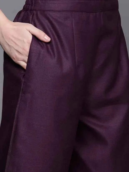 Traditional Indian Clothing 3-piece Jacquard Set And A Medium Length Cotton Blend Set In Purple Indian Saree Indian Sari