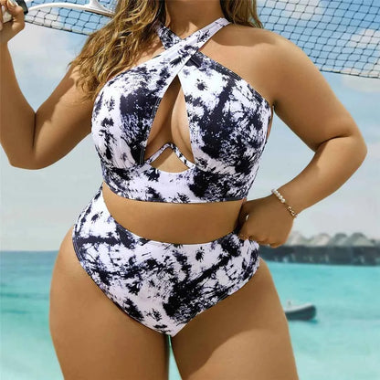 New 0xL-4XL printed bikini large size swimwear plus size women swimsuit female two-pieces bikini set bather bathing suit k5630