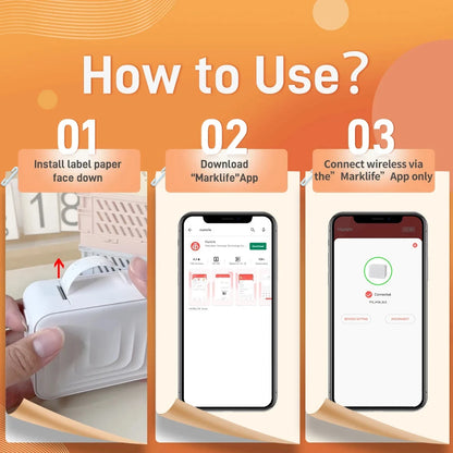Marklife Portable Label Maker M1Thermal Label Printer Bluetooth Sticker Printer with 1 Roll Self-adhesive Label Paper