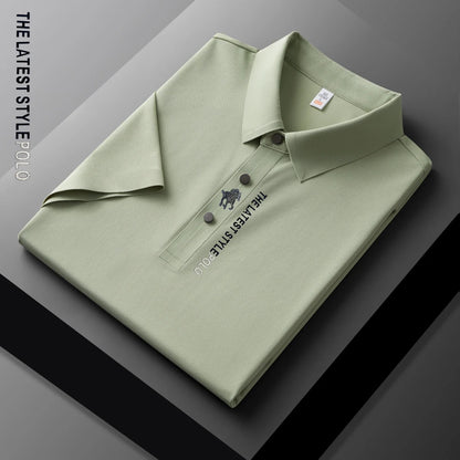 Ice Silk Polo Shirt Short Sleeved Letter Printing T-shirt New 2024 Summer Men's Clothing High-grade  Shirts