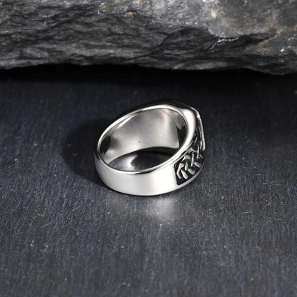 Punk Viking Knot Rings for Men,Vintage Square Natural Stone Signet Ring,Retro Ethnic Rock Jewelry Gift