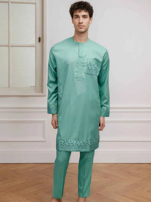 Arabian Jubba Thobe Ramadan Clothing Abaya Muslim Islamic Moroccan African Men's Nice Prayer Eid Robe Long Sleeve Embroidery