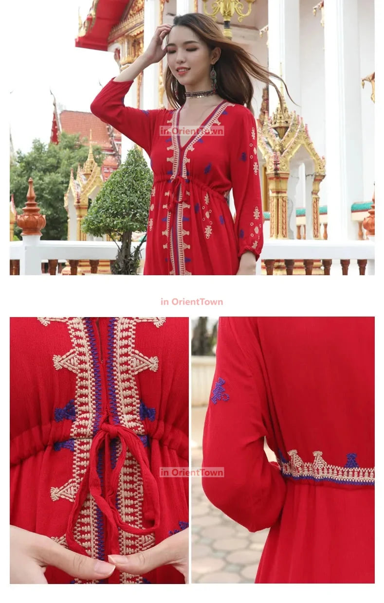 Sari India Women Clothing National Embroidered Dress Cotton Pakistan Style Costume Indian Top Long  Blouse