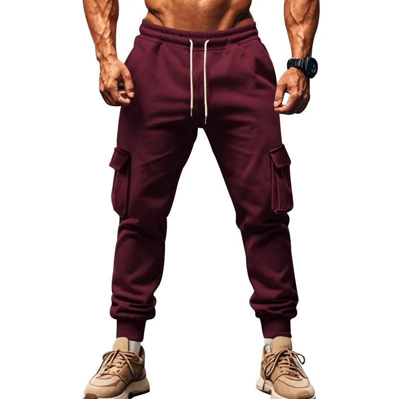 New autumn and winter velvet men's casual overalls multi-pocket pants large size sports casual trousers