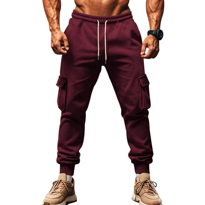 New autumn and winter velvet men's casual overalls multi-pocket pants large size sports casual trousers