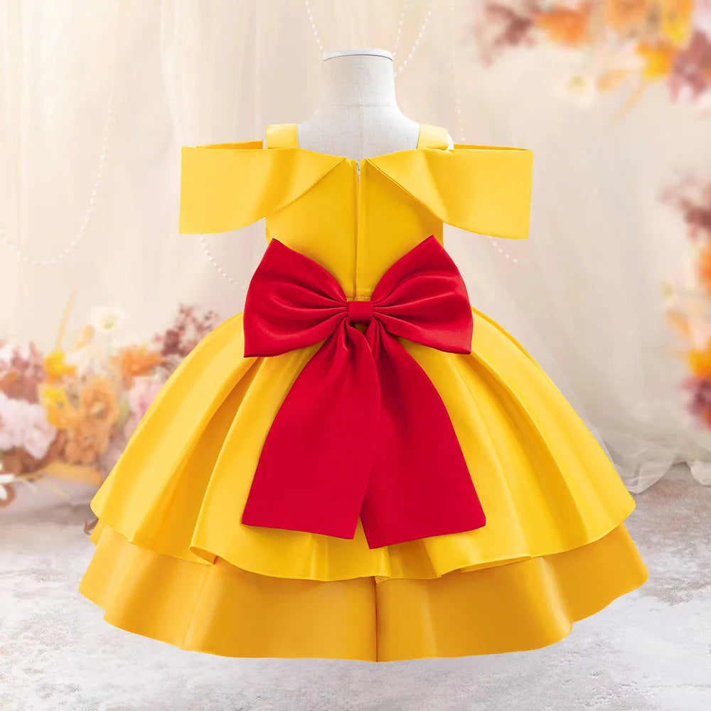 Princess Dress For Toddler Little Girl Luxurious Bow Gown Kids Birthday Party Clothes Halloween Carnival Children Princess Dress