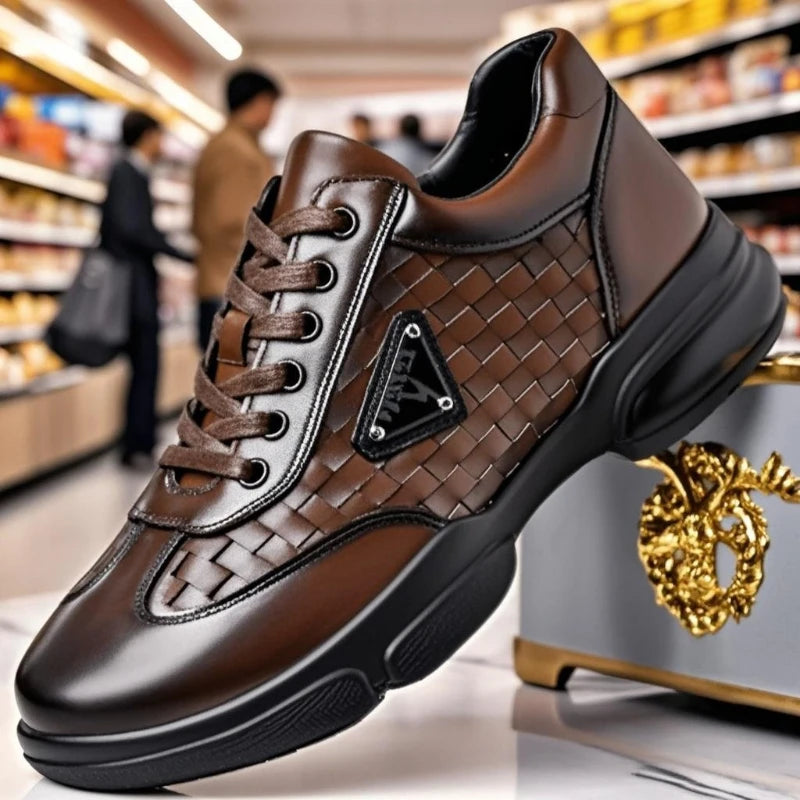 Men's Shoes Original Casual Leather Men Training Wear Resistant Sneakers Outdoor Male Treking Footwear Breathable Lace-up Shoes