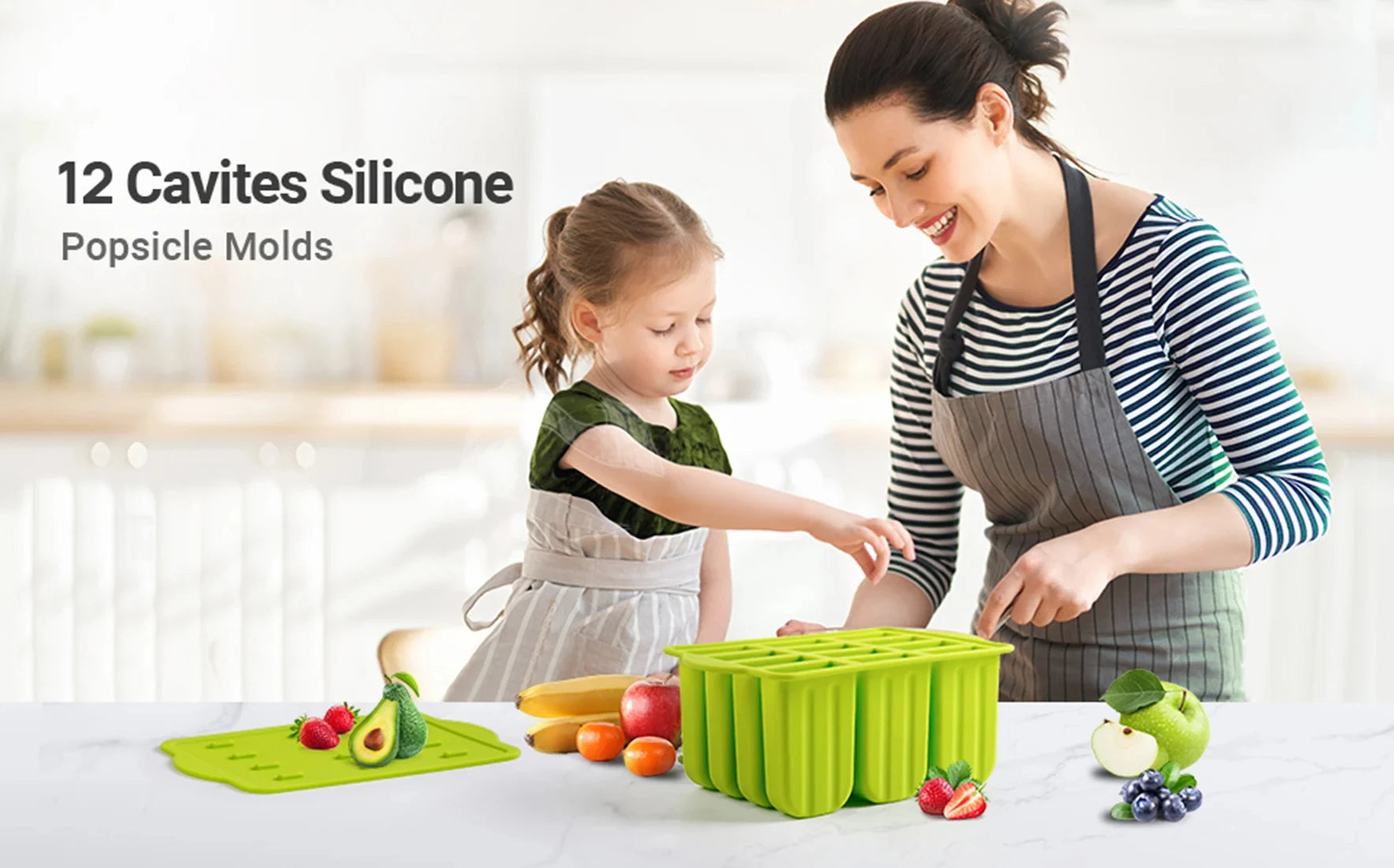 Summer DIY Ice Cream Tools With Wooden Sticks Silicone Popsicle Molds Set Kitchen Accessories Quench Thirst Snacks for Children - AMULET RING STORE