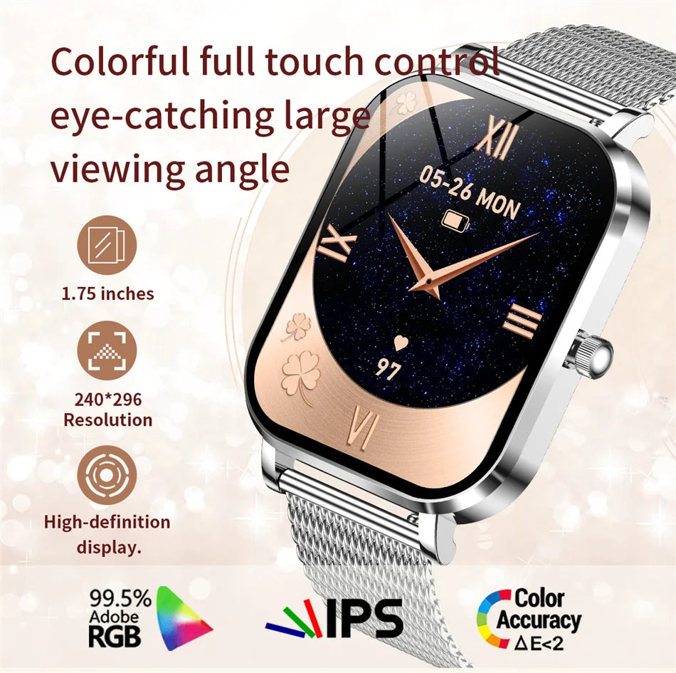 2025 New Xiaomi Fashion Women Smartwatch AMOLED HD Screen Heart Rate Blood Oxygen Monitoring BT Call Sports Smartwatch Woman