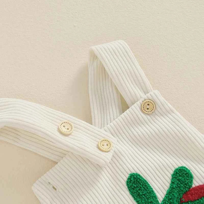 Infant Baby Girl Boy Overalls Rompers Summer Rainbow/Strawberry Embroidery Sleeveless Square Neck Suspender Ribbed Romper - AMULET RING STORE