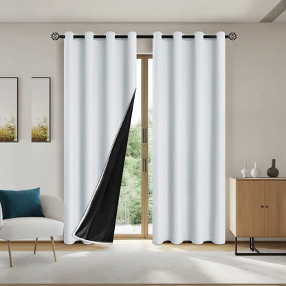 2pcs Modern 100% Blackout Curtain with Coated Lining, Curains for Bedroom, Living Room, Dining Room, Bathroom, Home Decor - AMULET RING STORE