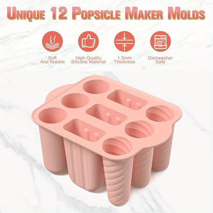 Popsicles Mold Reusable Easy-Release Silicone Homemade Maker Ice Pop Mold Trays with 50 Popsicle Sticks Summer Gifts - AMULET RING STORE