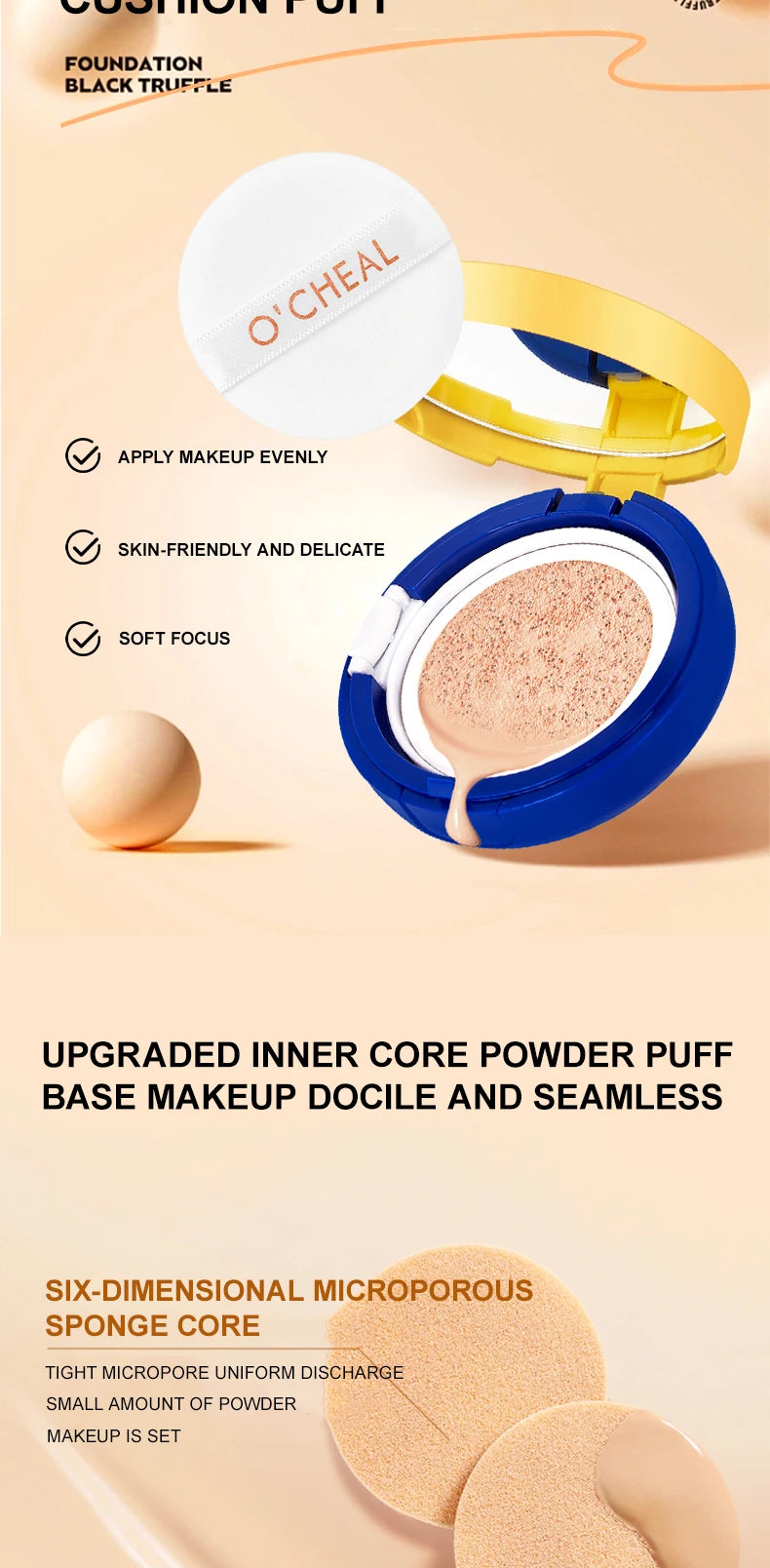 OCHEAL Natural Moisturizing Liquid Foundation Concealer BB Cream Air Cushion Whitening Oil-control Makeup Cosmetics BB Cream - AMULET RING STORE