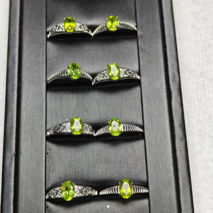 wholesale natural New Peridot oval Faceted  various types Ring Design Trendy and Versatile Simple  live ring couple gift
