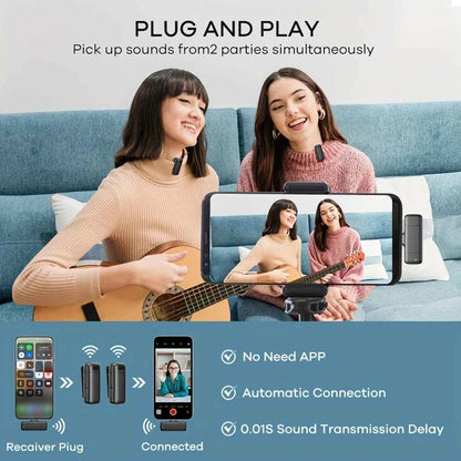 Wireless  Microphone Lavalier with Charging Case Windproof Fleece Suitable for Phones Laptop Devices with Noise canceling MIC