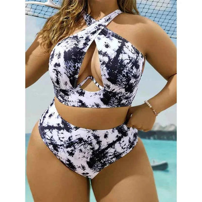 New 0xL-4XL printed bikini large size swimwear plus size women swimsuit female two-pieces bikini set bather bathing suit k5630