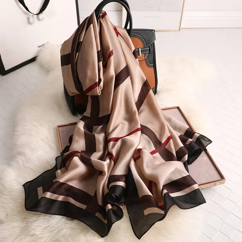 Design Satin Silk Shawl Hijab Scarf Women Fashion Summer Sunscreen Beach Stole Wraps Bufanda Female Headkerchief Echarpe New - AMULET RING STORE