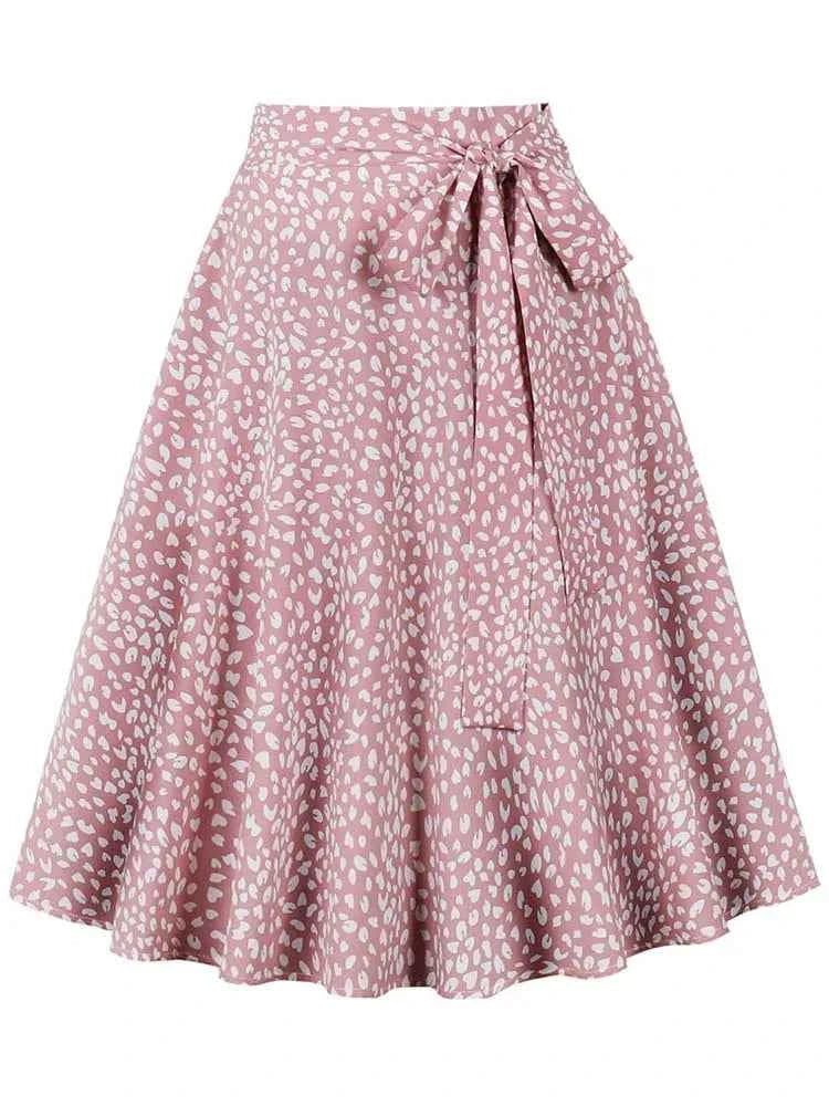 Women's High Waist Pleated Midi Skirts Female Summer Plaid Vintage Casual A-line Loose Skirt With Belt Pocket