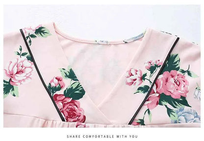 2025 Summer Small Floral Night Dress Women Nightgown Big Yards 3XL Sleepshirts Short-sleeves Nightie Nightdress Cotton Sleepwear