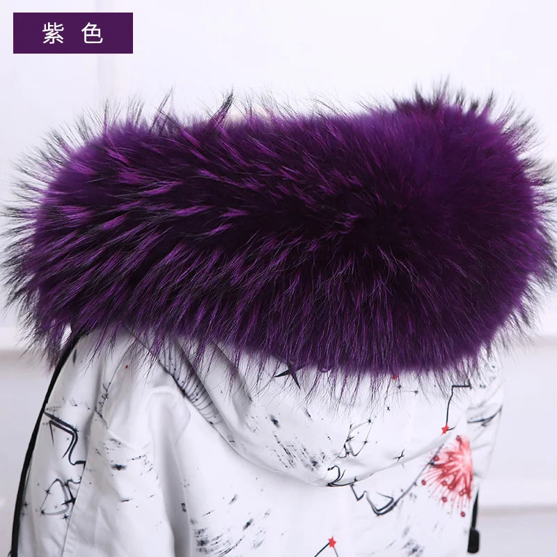 Raccoon Fur Collar 100% Real Fur Fashion Scarves For Ladies Neck Warmer Women Winter Natural Fur Scarf Decor White Fur Scarf