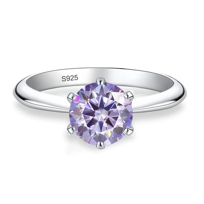 NeeTim 0.5ct 1ct 2ct 3ct Blue Pink Purple Black Moissanite Rings for Women Sterling 925 Silver Wedding Party Band Woman's Ring