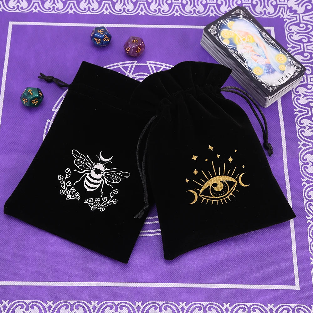 Tarot Card Bag Composite Fleece Drawstring Storage Bag Tarots Storage Bag Dice Bag Rune Jewelry Pouch Christmas Party Gift Pouch - AMULET RING STORE