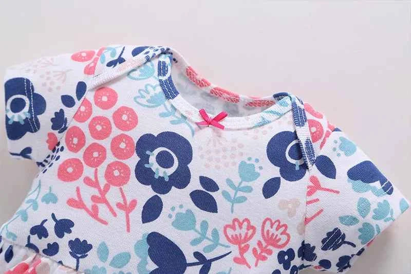 Infant Baby Girls Bodysuit Dress Cotton Floral Baby Girls Long-Sleeved Coat+Short SLeeve Dress 2Pieces Baby Girls Clothes sets