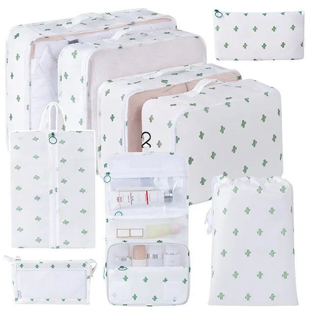 8/9/10/11 Pcs Set Travel Organizer Storage Bags Suitcase Packing Cubes Set Cases Portable Luggage Clothe Shoe Tidy Pouch Folding - AMULET RING STORE