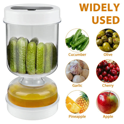 Pickle Container Wet and Dry Separation Pickle Olive Jar with Fork Leakproof Airtight Food Storage Upside Down Pickle Container - AMULET RING STORE