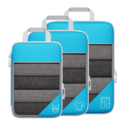 3/6PCS Compressed Packing Cubes Travel Storage Set With Shoe Bag Mesh Visual Luggage Organizer Portable Lightweight Suitcase Bag - AMULET RING STORE