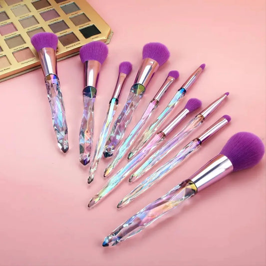Soft and Luxurious Travel Beauty Tools - Crystal Acrylic Handle Eye Makeup Brush Set with High Quality Eyeshadow Brushes - Cosme - AMULET RING STORE