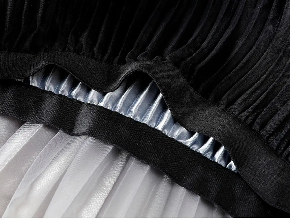 2023 Summer Tulle Mesh Gradient Skirt High-end High Waist Long Skirt Elegant Evening Party Sexy A-line Pleated Skirts Women Boho