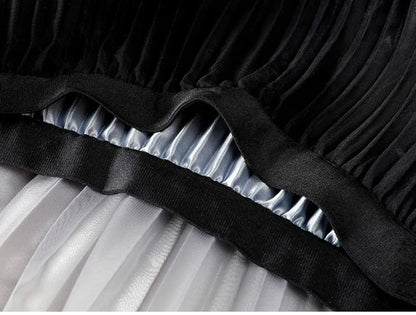 2023 Summer Tulle Mesh Gradient Skirt High-end High Waist Long Skirt Elegant Evening Party Sexy A-line Pleated Skirts Women Boho