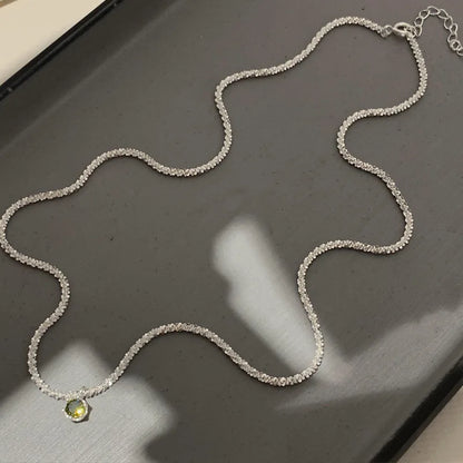 Real Money 925 Sterling Silver Women's Pendant Necklace Green Crystal Starry Pendant Necklace Wedding Party Jewelry Gift