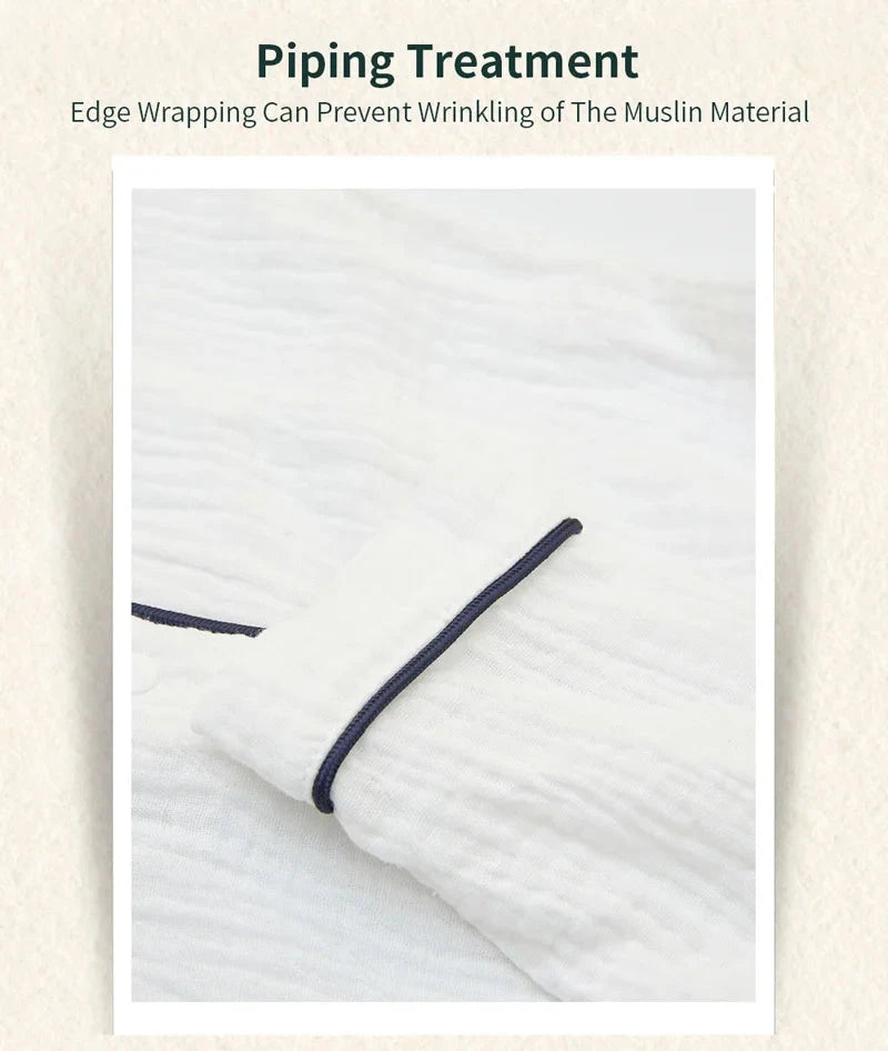 Baby Sleepwear for Boy Girl Organic Cotton White Romper Newborn Pajama Muslin Long-sleeved Onesie Kids Clothe Toddler Jumpsuit - AMULET RING STORE