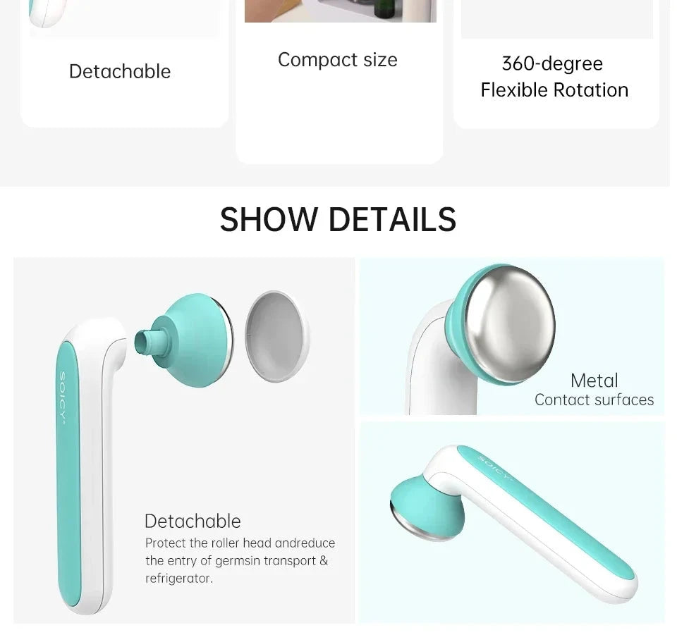 Face Ice Roller With 2 Head Skin Cooling Tool Neck Face Eyes Massagers Ice Body Relief Massage Roller Cooling Derma Stamp Cooler