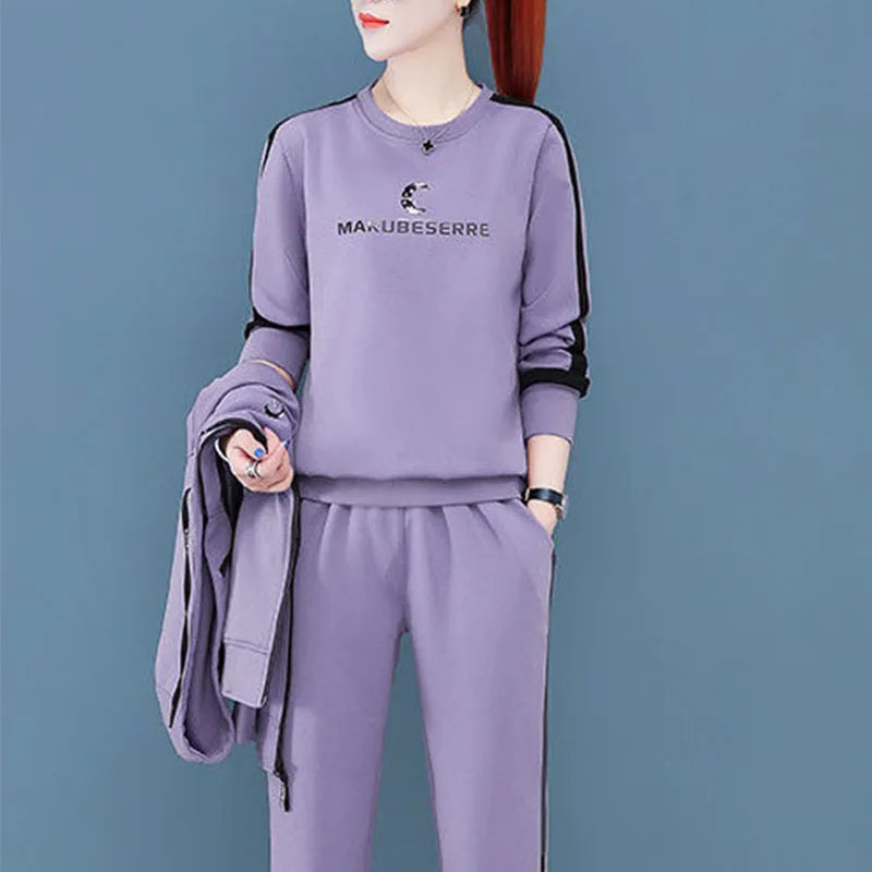 Spring Autumn Women Tracksuit Coats+Sweatshirts+Pants 3Pcs Suit Fashion Outfits Ladies Casual Clothing Sets Loose Sportswear