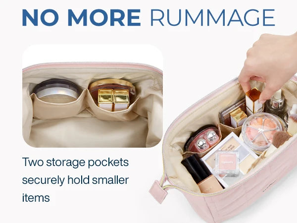 BAGSMART Makeup Bag Puffy Padded Make Up Bags for Women Makeup Organizer Case Wide-open Pouch Toiletry Bag Travel Essentials - AMULET RING STORE