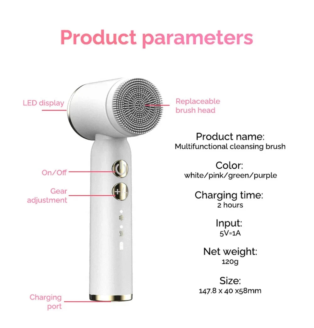 6 In 1 Electric Cleansing Brush Sonic Rotating Cleansing Brush Facial Clean and Remove Acne Pore Skin Rejuvenation Beauty Care