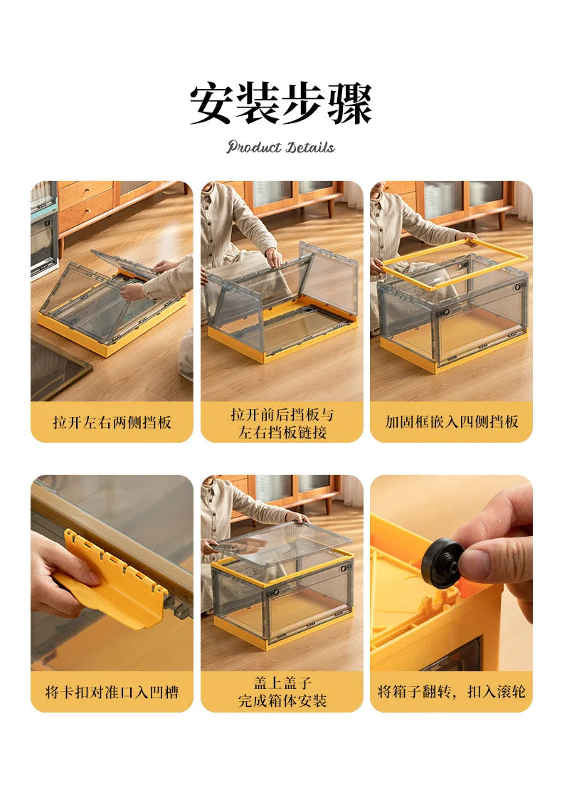 Foldable Storage Trunk Open Storage Box Transparent Storage Bin Home Wardrobe Clothes Organizer Large Capacity Sundries Box - AMULET RING STORE