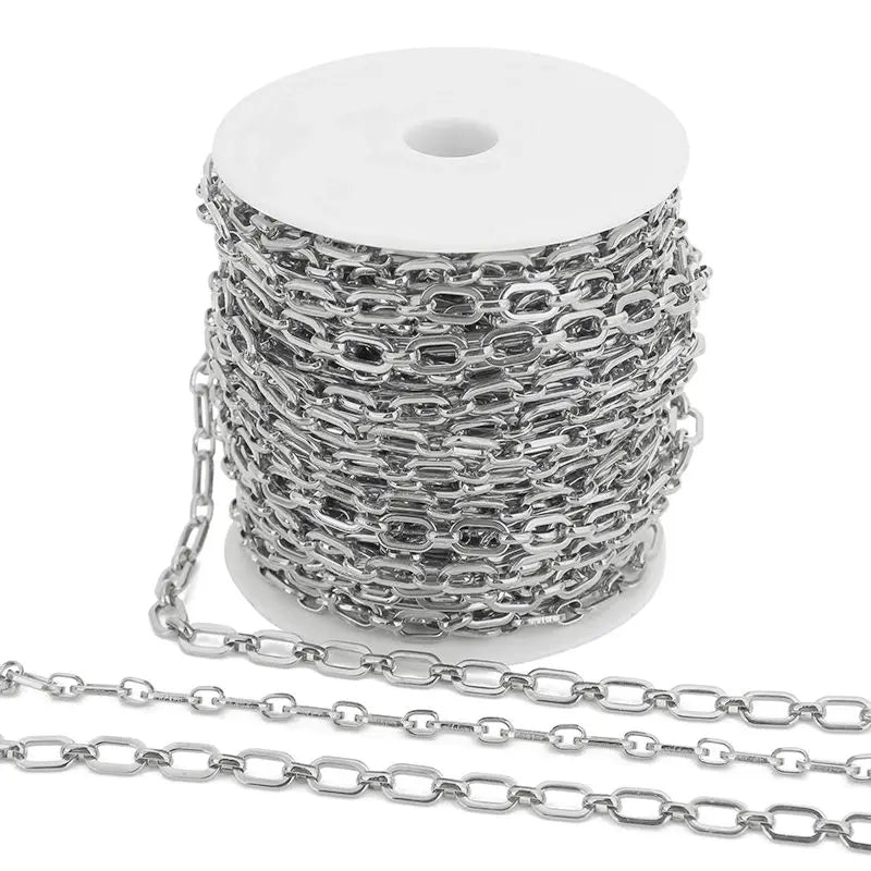 1M Heavy Chunky Hip Hop Chain Stainless Steel Frosted Oval Link Chains for DIY Men Jewelry Making Punk Necklace Bracelet Chain - AMULET RING STORE