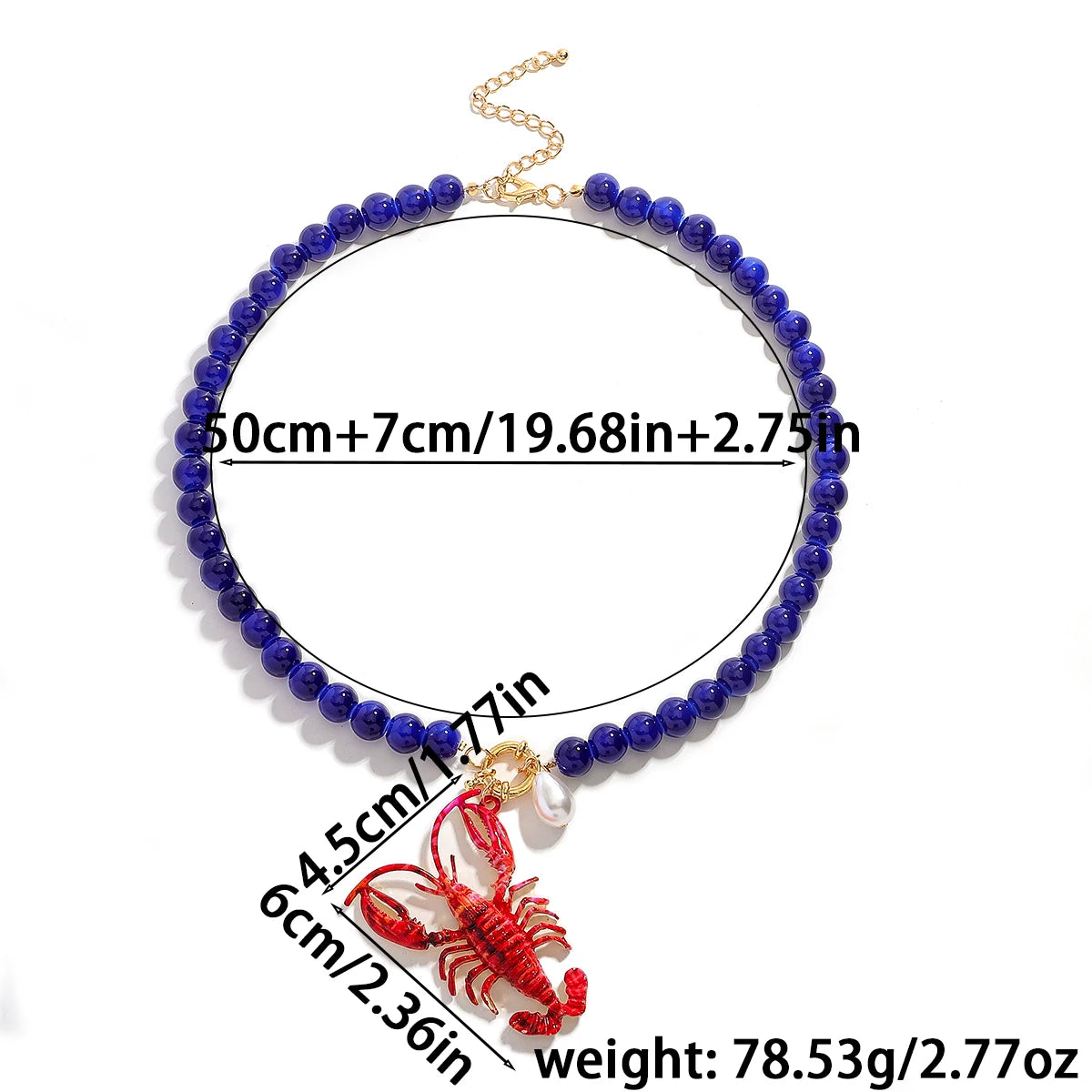 2025 New ZAA Lobster Bead Necklace Handmade Crystal Beaded Enamel Jewelry Simple Pendant Necklace Women Beach Vacation Accessory - AMULET RING STORE