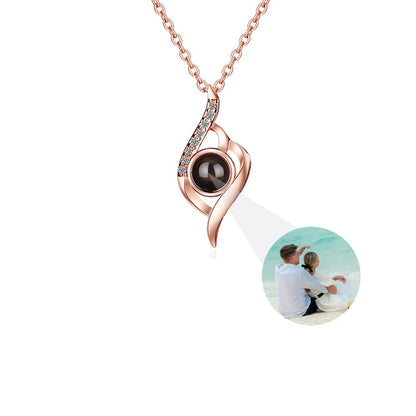 Custom Photo Necklace Personalized Picture Projection Necklace Rose Flower Projective Pendant Necklace Memorial Gifts For Women