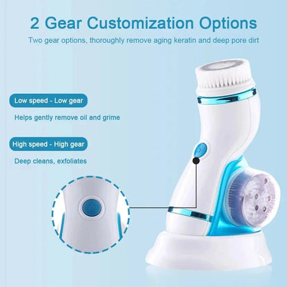 4 In 1 Electric Facial Cleansing Brush Massage Wash Rotating Face Cleansing Machine Waterproof Removal Pore Blackhead Exfoliator